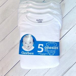 NEW Gerber unisex-baby 5-pack Solid Onesies 6-9 Months (perfect for crafting)